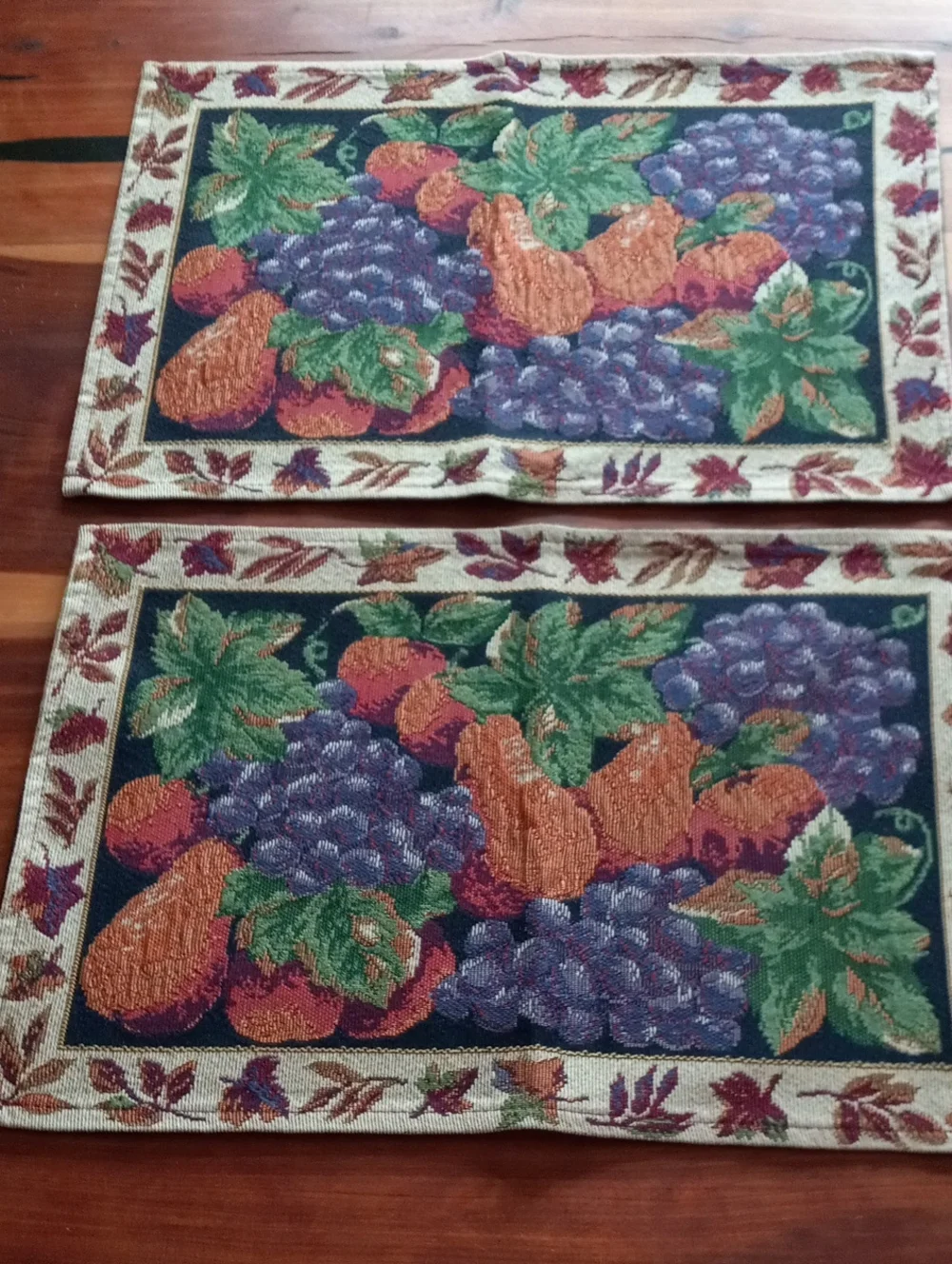 Vintage Fruit Harvest Woven Tapestry Placemats - Set of 6